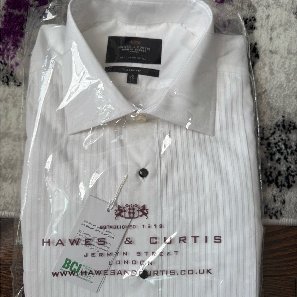 Classic Fit White Pleat Front Luxury Cotton Tuxedo Shirt